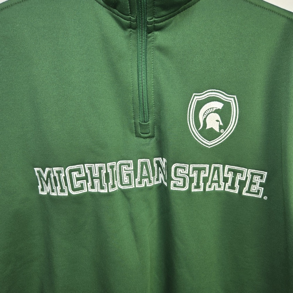 Columbia Michigan State Omni Shield Quarter Zip Mens‎ Lrg Jacket Go Green Sparty - Picture 2 of 8